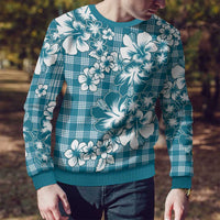 Hibiscus Pakala Ocean Depths Blue Ugly Christmas Sweater Tropical Floral Stylized - Polynesian Pride