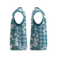 Hibiscus Pakala Ocean Depths Blue Christmas Knitted V-Neck Vest Tropical Floral Stylized - Polynesian Pride