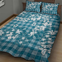 Hibiscus Pakala Ocean Depths Blue Quilt Bed Set Tropical Floral Stylized - Polynesian Pride