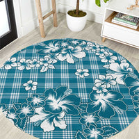 Hibiscus Pakala Ocean Depths Blue Round Carpet Tropical Floral Stylized LT01 Blue - Polynesian Pride