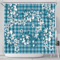 Hibiscus Pakala Ocean Depths Blue Shower Curtain Tropical Floral Stylized - Polynesian Pride