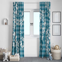 Hibiscus Pakala Ocean Depths Blue Window Curtain Tropical Floral Stylized - Polynesian Pride