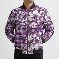 Hibiscus Pakala Sweetie Purple Bomber Puffer Jacket Tropical Floral Stylized - Polynesian Pride
