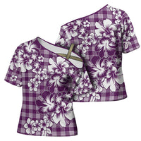 Hibiscus Pakala Sweetie Purple Cross Shoulder Shirt Tropical Floral Stylized - Polynesian Pride