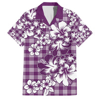 Hibiscus Pakala Sweetie Purple Family Matching Off The Shoulder Long Sleeve Dress and Hawaiian Shirt Tropical Floral Stylized - Polynesian Pride