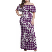 Hibiscus Pakala Sweetie Purple Family Matching Off Shoulder Maxi Dress and Hawaiian Shirt Tropical Floral Stylized - Polynesian Pride