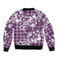 Hibiscus Pakala Sweetie Purple Sleeve Zip Bomber Jacket Tropical Floral Stylized - Polynesian Pride