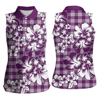 Hibiscus Pakala Sweetie Purple Women Sleeveless Polo Shirt Tropical Floral Stylized - Polynesian Pride