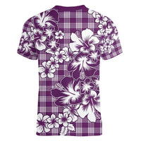 Hibiscus Pakala Sweetie Purple Women V-Neck T-Shirt Tropical Floral Stylized - Polynesian Pride