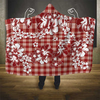 Hibiscus Pakala Fantasy Red Hooded Blanket Tropical Floral Stylized - Polynesian Pride