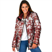 Hibiscus Pakala Fantasy Red Padded Jacket Tropical Floral Stylized - Polynesian Pride