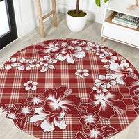 Hibiscus Pakala Fantasy Red Round Carpet Tropical Floral Stylized LT01 Red - Polynesian Pride