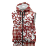 Hibiscus Pakala Fantasy Red Sleeveless Zip Hoodie Tropical Floral Stylized - Polynesian Pride