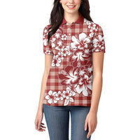 Hibiscus Pakala Fantasy Red Women Polo Shirt Tropical Floral Stylized - Polynesian Pride