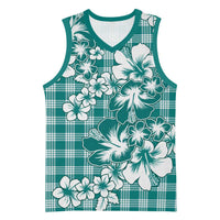 Hibiscus Pakala Aqua Teal Basketball Jersey Tropical Floral Stylized - Polynesian Pride