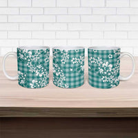 Hibiscus Pakala Aqua Teal Ceramic Mug Tropical Floral Stylized - Polynesian Pride