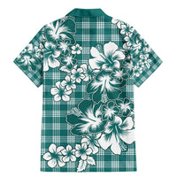 Hibiscus Pakala Aqua Teal Family Matching Mermaid Dress and Hawaiian Shirt Tropical Floral Stylized - Polynesian Pride