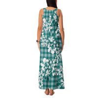 Hibiscus Pakala Aqua Teal Family Matching Tank Maxi Dress and Hawaiian Shirt Tropical Floral Stylized - Polynesian Pride