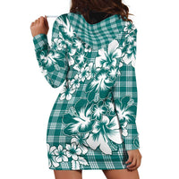 Hibiscus Pakala Aqua Teal Hoodie Dress Tropical Floral Stylized - Polynesian Pride
