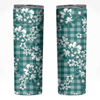 Hibiscus Pakala Aqua Teal Skinny Tumbler Tropical Floral Stylized - Polynesian Pride