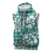 Hibiscus Pakala Aqua Teal Sleeveless Zip Hoodie Tropical Floral Stylized - Polynesian Pride