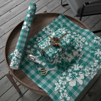 Hibiscus Pakala Aqua Teal Wrapping Paper Tropical Floral Stylized - Polynesian Pride