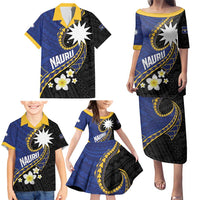 Personalised Nauru Family Matching Puletasi and Hawaiian Shirt Naoero Proud Plumeria