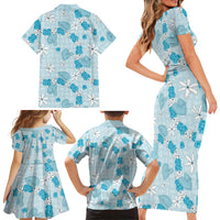 Hawaii Anthurium Tiare Pikake Lei Family Matching Short Sleeve Bodycon Dress and Hawaiian Shirt UliUli Lauhala Art Pattern