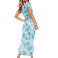 Hawaii Anthurium Tiare Pikake Lei Family Matching Short Sleeve Bodycon Dress and Hawaiian Shirt UliUli Lauhala Art Pattern