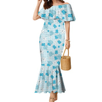 Hawaii Anthurium Tiare Pikake Lei Mermaid Dress UliUli Lauhala Art Pattern