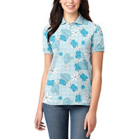 Hawaii Anthurium Tiare Pikake Lei Women Polo Shirt UliUli Lauhala Art Pattern LT01 - Polynesian Pride