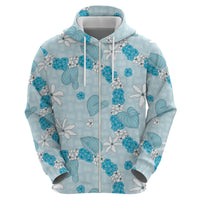 Hawaii Anthurium Tiare Pikake Lei Zip Hoodie UliUli Lauhala Art Pattern LT01 - Polynesian Pride