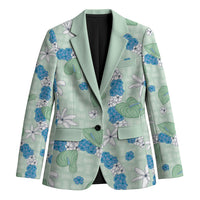 Hawaii Anthurium Tiare Pikake Lei Blazer Omaomao Lauhala Art Pattern LT01 Unisex Green - Polynesian Pride