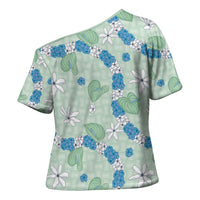 Hawaii Anthurium Tiare Pikake Lei Cross Shoulder Shirt Omaomao Lauhala Art Pattern LT01 - Polynesian Pride
