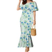Hawaii Anthurium Tiare Pikake Lei Mermaid Dress Omaomao Lauhala Art Pattern LT01 Women Green - Polynesian Pride