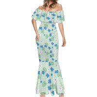 Hawaii Anthurium Tiare Pikake Lei Mermaid Dress Omaomao Lauhala Art Pattern LT01 - Polynesian Pride