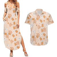 Hawaii Anthurium Tiare Pikake Lei Couples Matching Summer Maxi Dress and Hawaiian Shirt Alani Lauhala Art Pattern