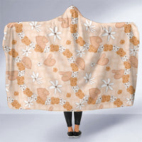 Hawaii Anthurium Tiare Pikake Lei Hooded Blanket Alani Lauhala Art Pattern