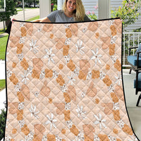 Hawaii Anthurium Tiare Pikake Lei Quilt Alani Lauhala Art Pattern LT01 Orange - Polynesian Pride