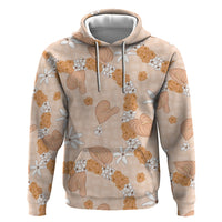 Hawaii Anthurium Tiare Pikake Lei Zip Hoodie Alani Lauhala Art Pattern LT01 Pullover Hoodie Orange - Polynesian Pride