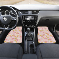 Hawaii Anthurium Tiare Pikake Lei Car Mats Akala Lauhala Art Pattern LT01 Set 2pcs - Front Pink - Polynesian Pride