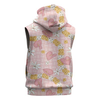 Hawaii Anthurium Tiare Pikake Lei Sleeveless Zip Hoodie Akala Lauhala Art Pattern LT01 - Polynesian Pride