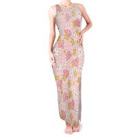 Hawaii Anthurium Tiare Pikake Lei Tank Maxi Dress Akala Lauhala Art Pattern