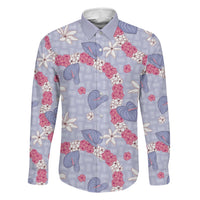 Hawaii Anthurium Tiare Pikake Lei Family Matching Off The Shoulder Long Sleeve Dress and Hawaiian Shirt Poni Lauhala Art Pattern