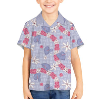 Hawaii Anthurium Tiare Pikake Lei Family Matching Off The Shoulder Long Sleeve Dress and Hawaiian Shirt Poni Lauhala Art Pattern