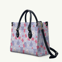 Hawaii Anthurium Tiare Pikake Lei Leather Bag Poni Lauhala Art Pattern LT01 Purple - Polynesian Pride