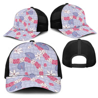 Hawaii Anthurium Tiare Pikake Lei Mesh Trucker Cap Poni Lauhala Art Pattern LT01 - Polynesian Pride