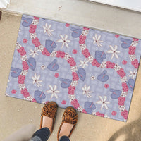 Hawaii Anthurium Tiare Pikake Lei Rubber Doormat Poni Lauhala Art Pattern LT01 - Polynesian Pride