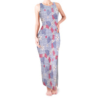 Hawaii Anthurium Tiare Pikake Lei Tank Maxi Dress Poni Lauhala Art Pattern LT01 Women Purple - Polynesian Pride