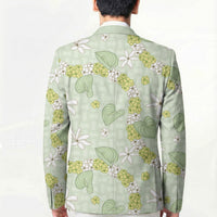 Hawaii Anthurium Tiare Pikake Lei Blazer Sage Green Lauhala Art Pattern LT01 - Polynesian Pride